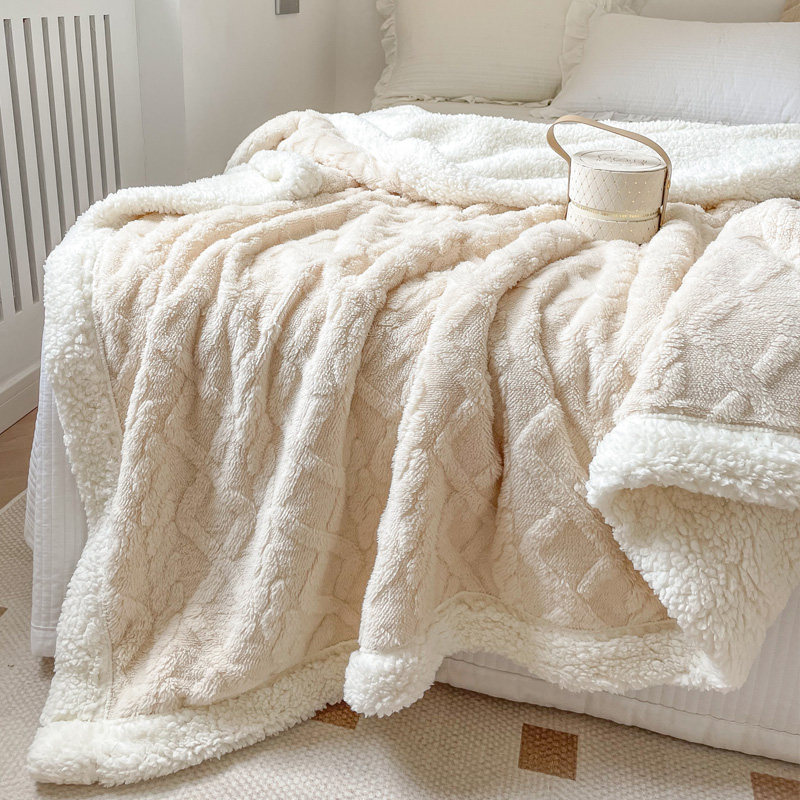 INS 북유럽 소파 담요 사무실 낮잠 담요 싱글 기숙사 더블 레이어 두꺼운 에어컨 산호 벨벳 담요 2