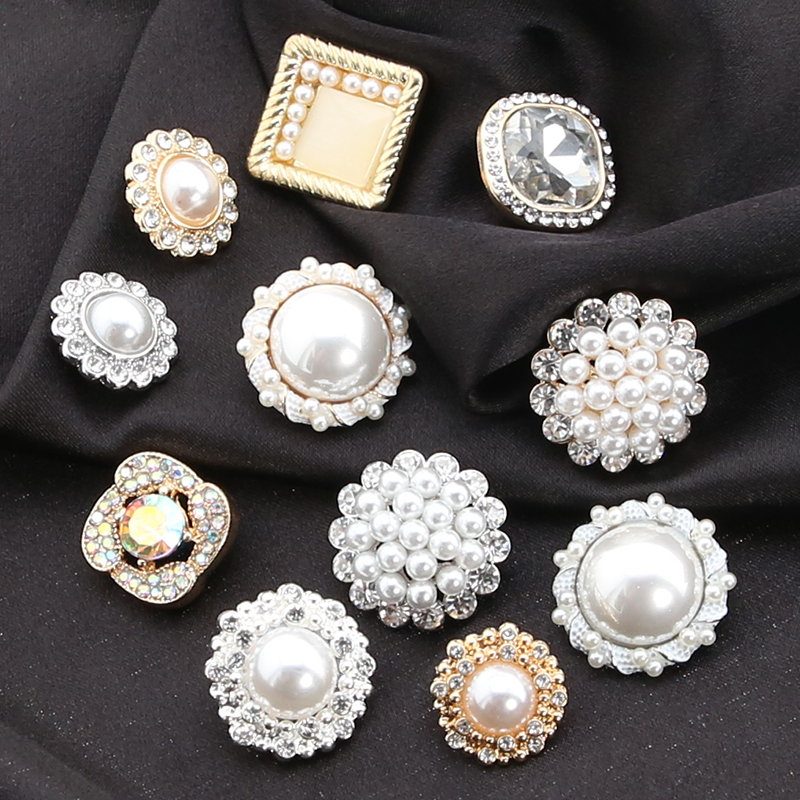 镶钻珍珠大衣钮扣装饰钮扣女时尚羊绒毛呢风衣外套上衣纽扣小扣子