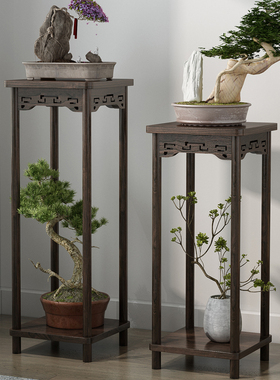 实用花架置物架中式木棍室内落地式新中式花盆仿古客厅吊兰花架子