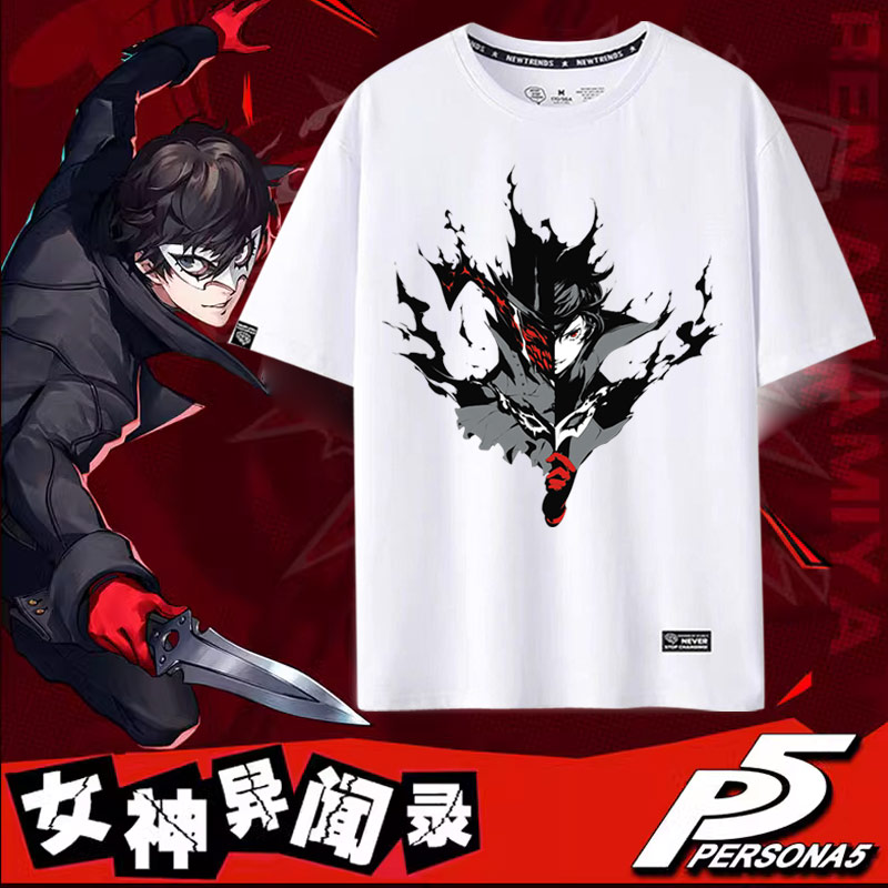女神异闻录衣服动漫T恤P5上衣青少年休闲潮流半袖cos主人公夏jl