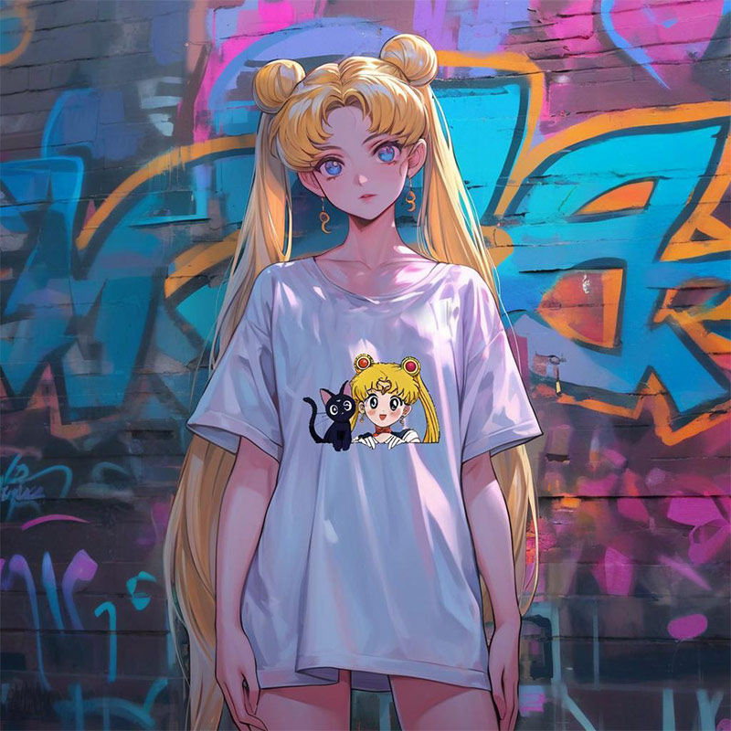 美少女战士黑猫短袖T恤童装上衣