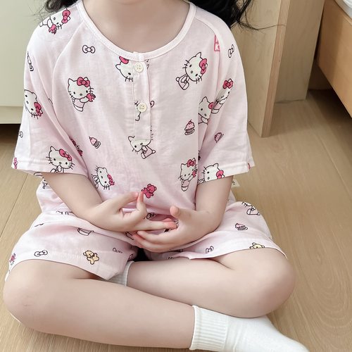 HelloKitty亲子短袖短裤居家套装