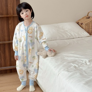 性价比之选~A类纯棉宝宝睡袋春秋冬拉链分腿防踢被男女童连体睡衣