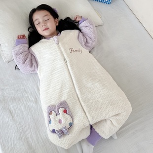 超暖和防踢被女宝冬季新品加绒加厚夹棉保暖连体睡衣男童恒温睡袋