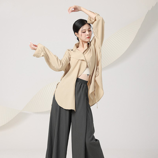 现代舞服女衬衫 飘逸宽松上衣舞蹈服中国古典舞形体练功服衬衣 长袖