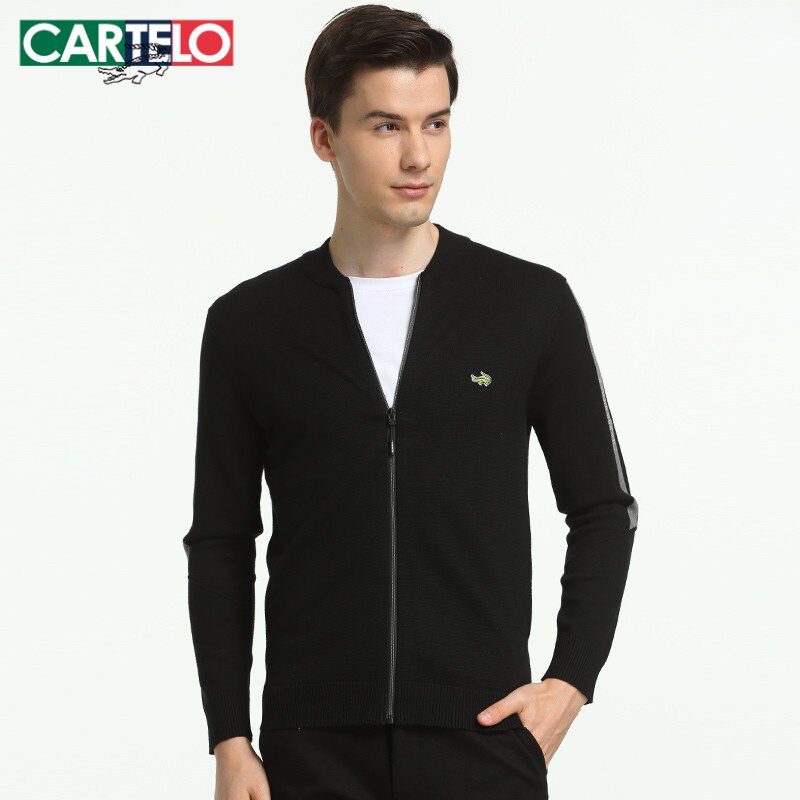 卡帝乐鳄鱼秋冬款无领针织开衫