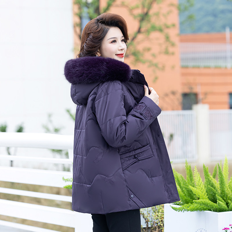2025新款外套羽绒服女中长款中老年人中年加大码加厚棉袄