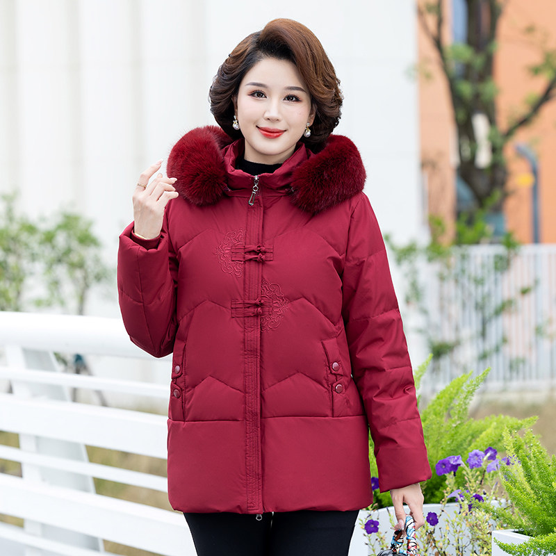 2025新款外套羽绒服女中长款中老年人中年加大码加厚棉袄