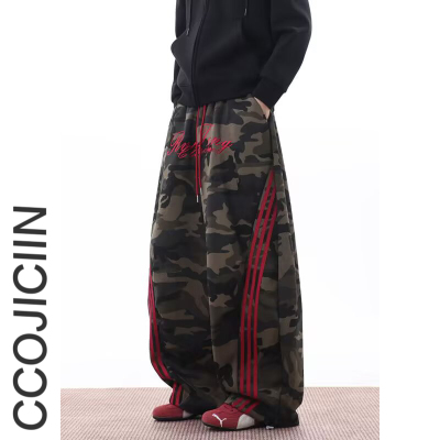 美式迷彩风牛仔裤男女冬季宽松