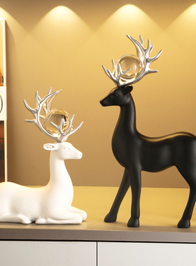 轻奢高档梅花鹿摆件家居客厅酒柜电视柜装饰品玄关桌面摆设礼物