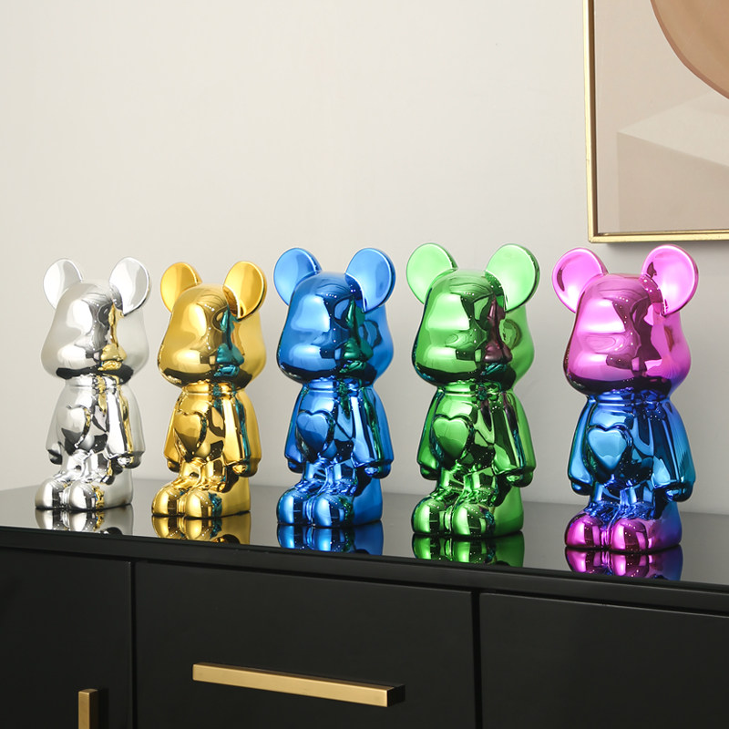 暴力熊摆件客厅轻奢酒柜电视柜家居网红卡通小公仔电镀手办装饰品