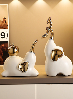 轻奢高档柿柿如意小象摆件家居客厅玄关酒柜电视柜装饰品乔迁新居