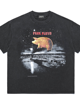 PinkFloyd摇滚乐队男女短袖T恤迷幻音乐节飞猪创意个性印花潮牌夏