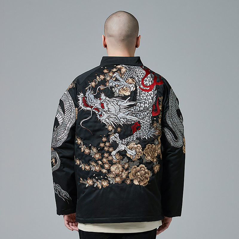 加厚冬季羊羔绒刺绣棉衣中国风