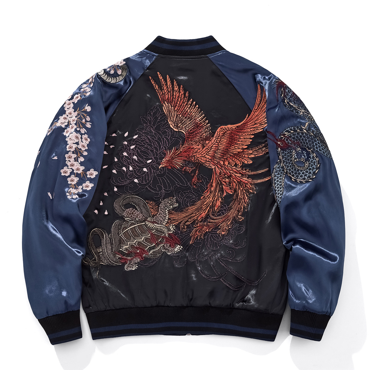 Sukajan四神兽绣花朱雀玄武国风男夹克外套横须贺重工刺绣棒球服