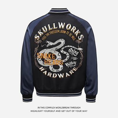 武装战线蛇形刺绣热血高校夹克