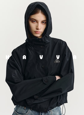 HAVVA休闲工装风夹克连帽外套短款好穿搭女士上衣2026春季W3-4257