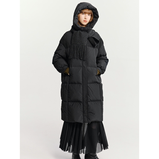 HAVVA中长款高充绒量羽绒服宽松直筒连帽女士外套2025冬季Y3-2627