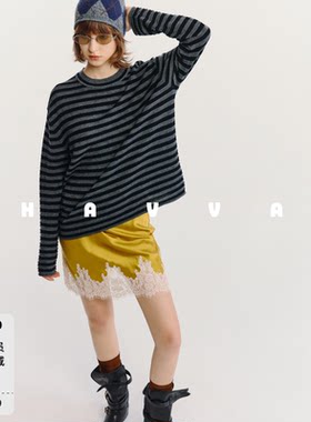 HAVVA经典撞色条纹毛衣