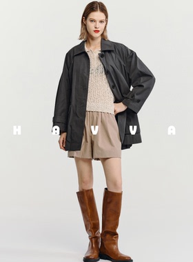 HAVVA翻领宽松风衣工装风显瘦女士外套2026年春季F3-4912