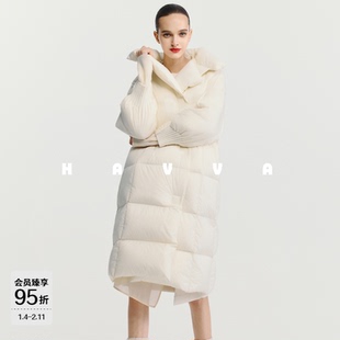 HAVVA穿搭中长款高充绒量加厚羽绒服宽松女士外套2025冬季Y3-2622