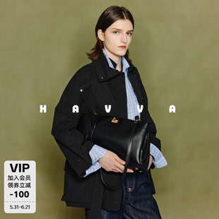 HAVVA慵懒随性风衣高阶系带收腰宽松女士上衣外套2026春季F3-4756