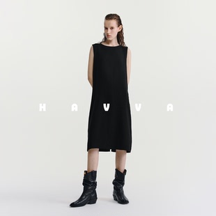 HAVVA圆领舒适连衣裙宽松版 2081 型自由随性女士中长裙子2025秋Q3