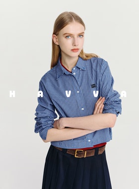 HAVVA经典格纹衬衫短款宽松慵懒感女士开衫上衣2026春季C3-4655