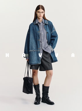 HAVVA慵懒风oversize牛仔外套宽松舒适女士上衣2026春季W3-4284