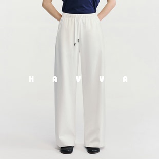 KX3 子2026春季 5412 修饰腿型女裤 HAVVA松紧腰抽绳设计直筒休闲裤