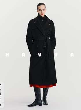HAVVA中长款翻领毛呢大衣
