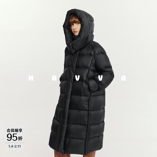 HAVVA一件过冬高充绒量加厚羽绒服中长款连帽外套2025冬季Y3-2638