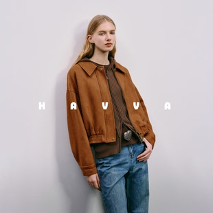 HAVVA设计感夹克短外套宽松显瘦通勤外搭女士上衣2025秋冬W3 2467