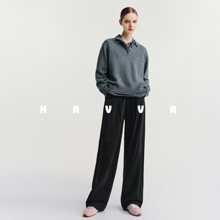 KX3 子2026春季 3831 女宽松舒适好穿搭裤 HAVVA遮胯显瘦休闲直筒裤