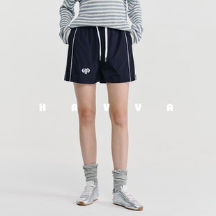 5401 子2026春KD3 HAVVA休闲运动风松紧腰抽绳短裤 宽松舒适女士裤