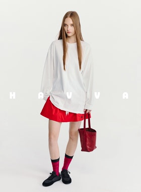 HAVVA慵懒松弛感长袖T恤宽松内搭女士打底衫上衣2026年春T3-5374