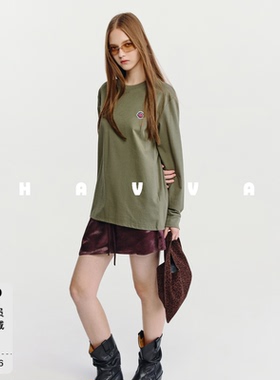 HAVVA天猫专供款圆领长袖T恤宽松基础款女士上衣2026秋季T3-5378
