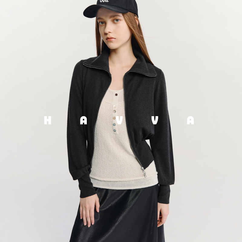 HAVVA高级感毛衣开衫外套短款保暖女士针织上衣2026春季L3-2731,女装/女士精品,毛针织衫,淘宝优惠券,粉丝福利购,淘宝优惠卷
