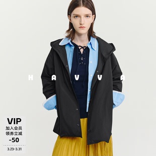 外套遮肉显瘦舒适女士上衣2026春季 4763 开衫 HAVVA宽松连帽长袖