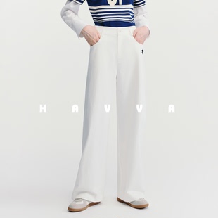 KX3 2026春季 3821 棉润质感舒适女士休闲裤 HAVVA设计感刺绣直筒裤