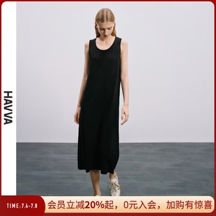 23670 HAVVA宽松无袖 背心连衣裙时髦纸片人女士针织裙2025夏季