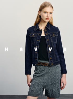 HAVVA水洗设计感牛仔外套修身好搭女士上衣2026春季W3-00050