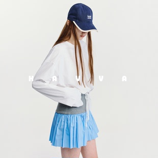 5275 女士上衣2026年春T3 HAVVA抽绳设计圆领长袖 T恤多种穿搭风格