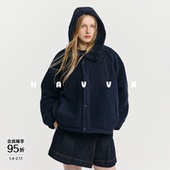 HAVVA设计感保暖夹棉仿生皮草外套女摇粒绒连帽开衫 2025冬P3 4093