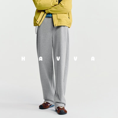 HAVVA好穿搭加绒加厚直筒休闲裤舒适松紧腰女卫裤2025冬KX3-5144