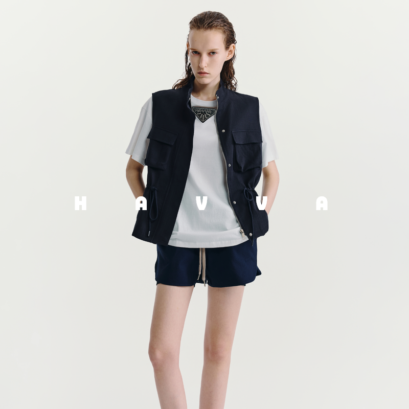 HAVVA简约圆领短袖T恤精梳长绒棉质感女士半袖2025夏季T3-1449