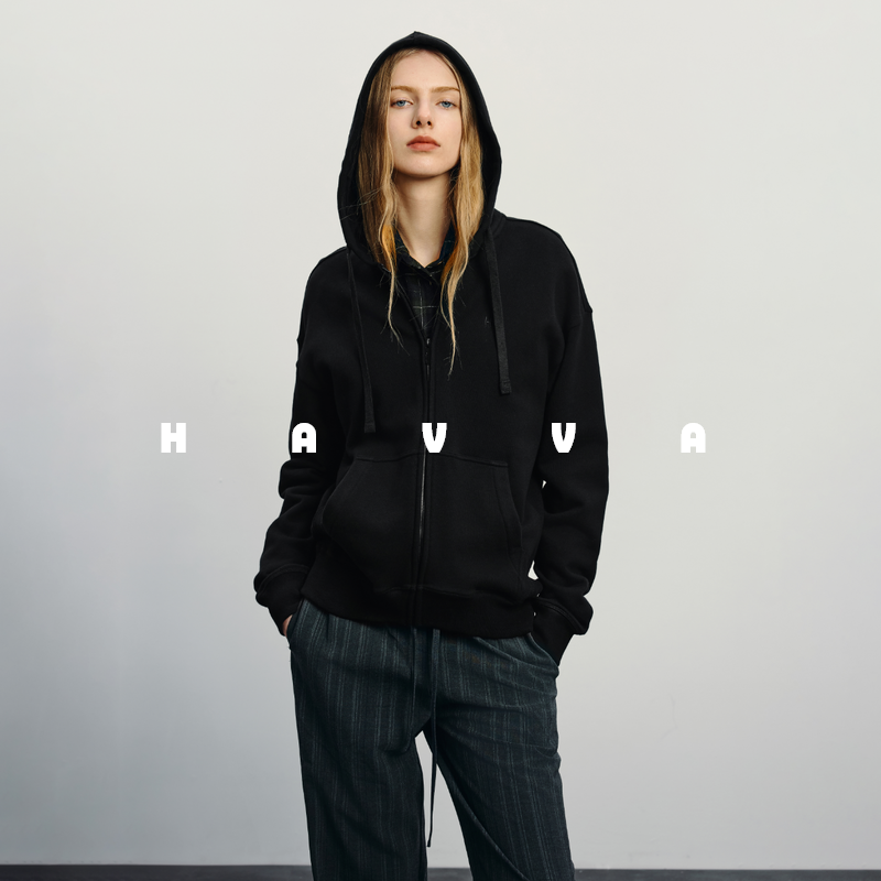 HAVVA好穿搭开衫卫衣外套宽松连帽休闲女士上衣2026春季W3-01640