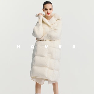 HAVVA穿搭中长款高充绒量加厚羽绒服宽松女士外套2025冬季Y3-2622