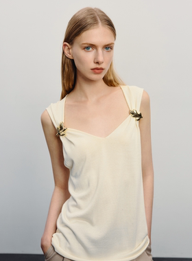 HAVVA设计感小众别致宽松透气吊带背心质感女士上衣2025夏D19630