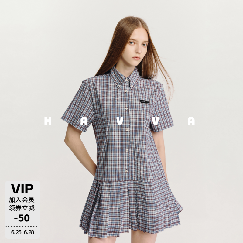 HAVVA假两件衬衫连衣裙
